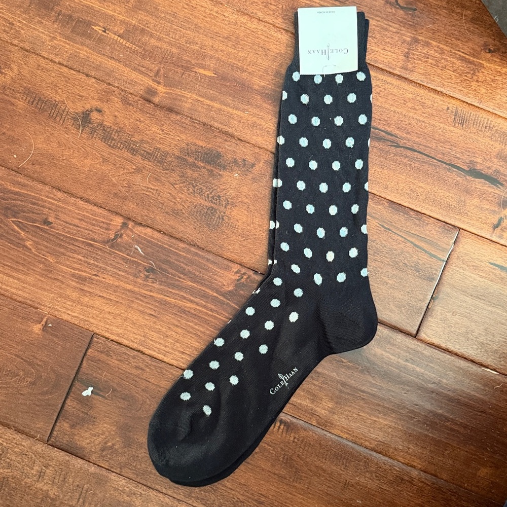 NWT Cole Haan Black Socks with White Dots